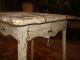 Antique Primitive Table With Chippy Whie Paint/ Ornate Skirt 1900-1950 photo 4