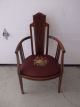 Antique Victorian Art Nouveau Inlaid Mahoganyneedlepoint Parlor Arm Chair 1900-1950 photo 1