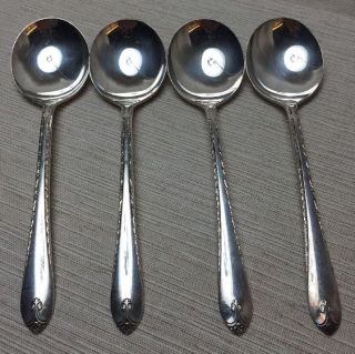 International Rogers 1940 Exquisite Round Soup Spoons 7 