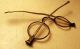 Unusual Antique Straight Stem Brass Frame Eyeglasses Signed Tedler? Early 1800s Optical photo 2