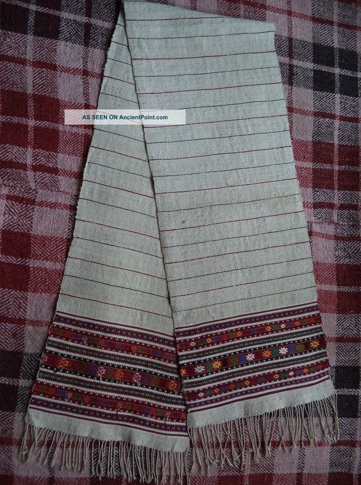 Antique Towel Ukrainian Rushnyk Homespun Woven Heavy Hemp Real 19c Other Ethnographic Antiques photo