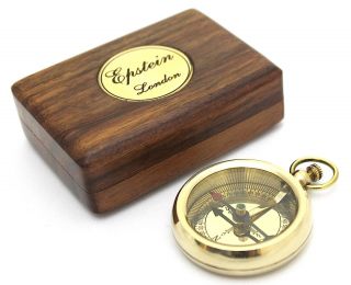 Brass Compass - Epstein London – Pocket Compass With Hard Wood Box photo