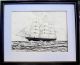 1927 Ocean Clipper Ship Ink Drawing Signed Minturn Owners ' Flying Cloud ' Folk Art photo 1