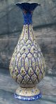 Vintage Persian Decorative Handmade Mina Kari Copper Enameled Signed Art Vase Middle East photo 2