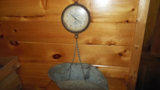 Vintage Hanging Scale With Tray / Chatillion Scale York Farm / Market Scale photo