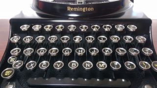 Vintage Remington Junior Portable Typewriter 1935,  Black Glass Key,  Restored photo