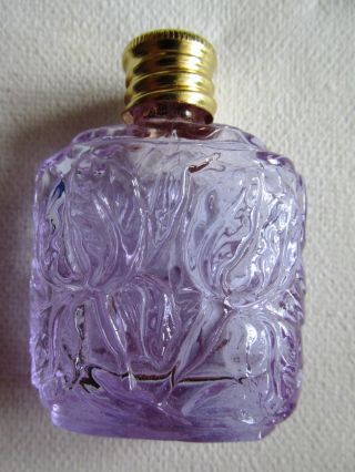 Czech Bohemia Neodymium Alexandrite Glass Mini Perfume Bottle Art Deco Flowers photo