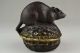 China Collectible Handwork Old Copper Carve Lifelike Mice Guard Nut Cut Statue Other Chinese Antiques photo 3