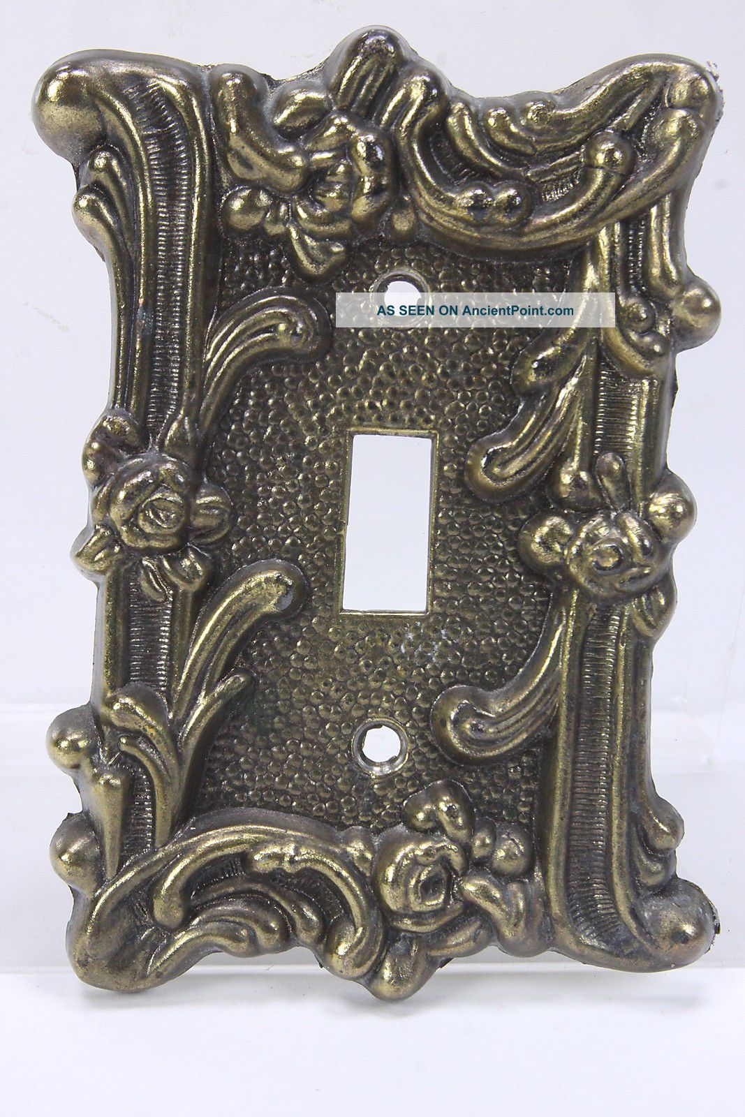 American Tack & Hardware Single Switchplate Cover Brass Ornate Rose Mid Century Switch Plates & Outlet Covers photo
