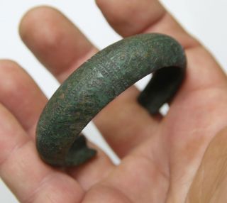 Ancient Viking Cuff Bronze Bracelet. photo