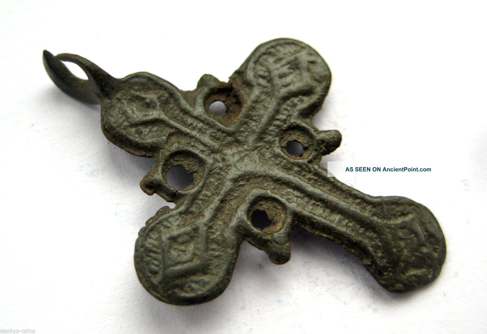 Circa.  1300 A.  D British Found English Medieval Period Ae Bronze Cross Pendant British photo