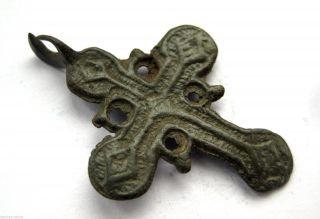Circa.  1300 A.  D British Found English Medieval Period Ae Bronze Cross Pendant photo