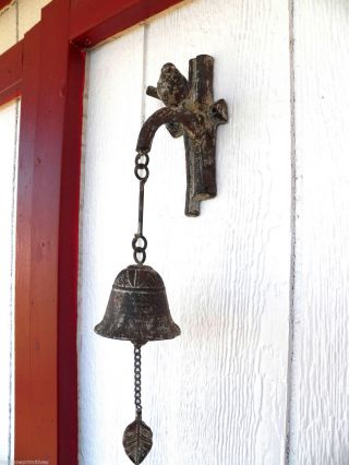 Antique - Style Cast Iron Chippy Bird On Twigs Bell Dinner Windchime Wind Chime photo