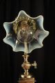 Arts And Crafts/edwardian Adjustable Corinthian Brass Table Lamp Vaseline Shade Arts & Crafts Movement photo 2
