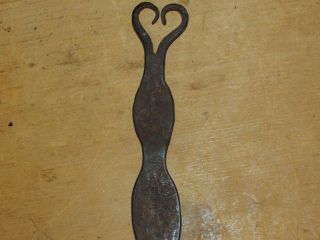 A Very Rare 18th C Heart Decorated Wrought Iron Hearth Tool In The Best Surface photo