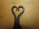 A Very Rare 18th C Heart Decorated Wrought Iron Hearth Tool In The Best Surface Primitives photo 4
