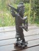 Vintage Carved Hardwood Oriental Statue Of A Fisherman - Japanese Or Chinese Other Antique Chinese Statues photo 5