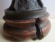 Antique Old Chinese Bronze Gu Vase - Wooden Base - Symbols In High Relief Vases photo 10