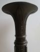Antique Old Chinese Bronze Gu Vase - Wooden Base - Symbols In High Relief Vases photo 4