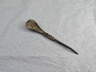 Ancient Near East Or Pre - Columbian Bronze (?) Spoon Utensil With Turquoise (?) photo