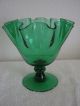 Mid Century Modern Emerald Green Ruffled Handkerchief Pedestal Vase Estate Find Mid-Century Modernism photo 9