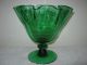Mid Century Modern Emerald Green Ruffled Handkerchief Pedestal Vase Estate Find Mid-Century Modernism photo 1