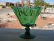 Mid Century Modern Emerald Green Ruffled Handkerchief Pedestal Vase Estate Find Mid-Century Modernism photo 3