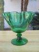 Mid Century Modern Emerald Green Ruffled Handkerchief Pedestal Vase Estate Find Mid-Century Modernism photo 7