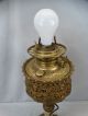 19thc Antique Art Nouveau Reticulated Brass & Onyx Victorian Parlor Banquet Lamp Lamps photo 5