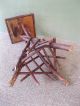 Antique Twig Table Stand Tramp Art Primitive Old Reddish Brown Pt Pine & Hickory 1900-1950 photo 5