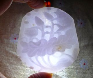 Cert ' D Natural A Icy Lavender Jadeite Jade Lotus Carp Big Jewelry Pendant Nr photo