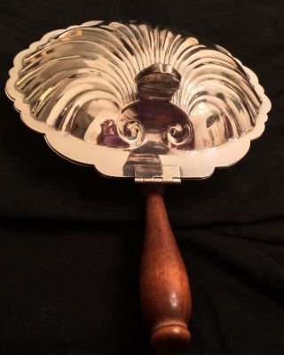 Prill Silver Co.  N.  Y.  Silent Butler Nut Server Dish Removable Wooden Handle photo