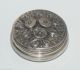 Vintage Silver N.  U.  900 Midsize Round Pill Box Small Flower Design Coin Silver (.900) photo 2