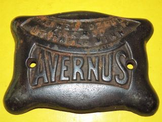 Vintage Farwell Ozmun Kirk & Co.  St Paul Minn.  Avernus Cast Iron Plate,  Sign photo