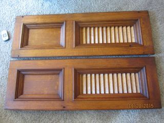 2 Tiger Oak Gothic Church Heat Vent Grate Victorian Radiator Shutters Cover Door photo