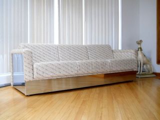 Milo Baughman Chrome Sofa Mid Century Regency For Founders photo