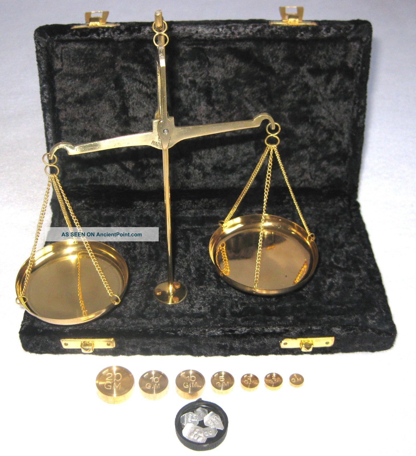 Antique Style 50 Gram Brass Scale With Velvet Box.  Usa Seller Scales photo