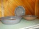 Antique 2 Mottled Grey Enamel & 1 Tin Primitive Wash Basins Kitchen Cabin Decor Primitives photo 2