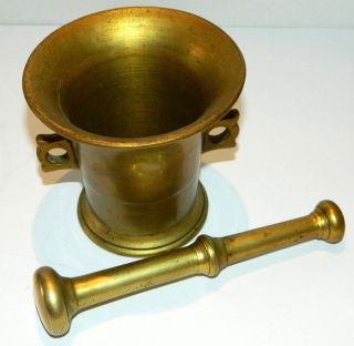 Antique Heavy Swedish ? Bell Quality Brass Mortar & Pestle - L.  Hansen photo