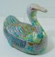 Vintage Chinese Porcelain Figural Goose Shaped Box Covered Bowl Boxes photo 7