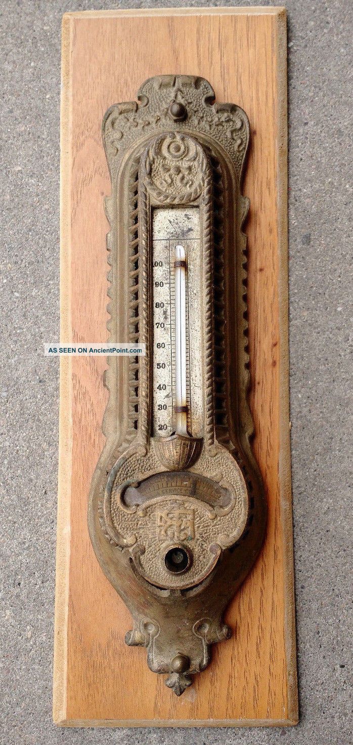 Antique Victorian Johnson Service Co.  Brass Thermostat Ornate Design Other Antique Hardware photo