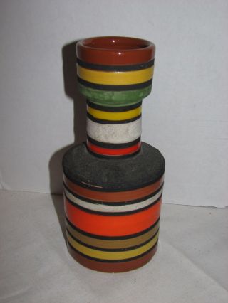 Ettore Sottsass Bitossi For Raymor Vase 1950 ' S Mcm Striped Orange Black White photo