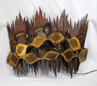 Bijan Mid Century Modern Brutalist Bronze Steel Wall Light Sculpture C Jere Era photo