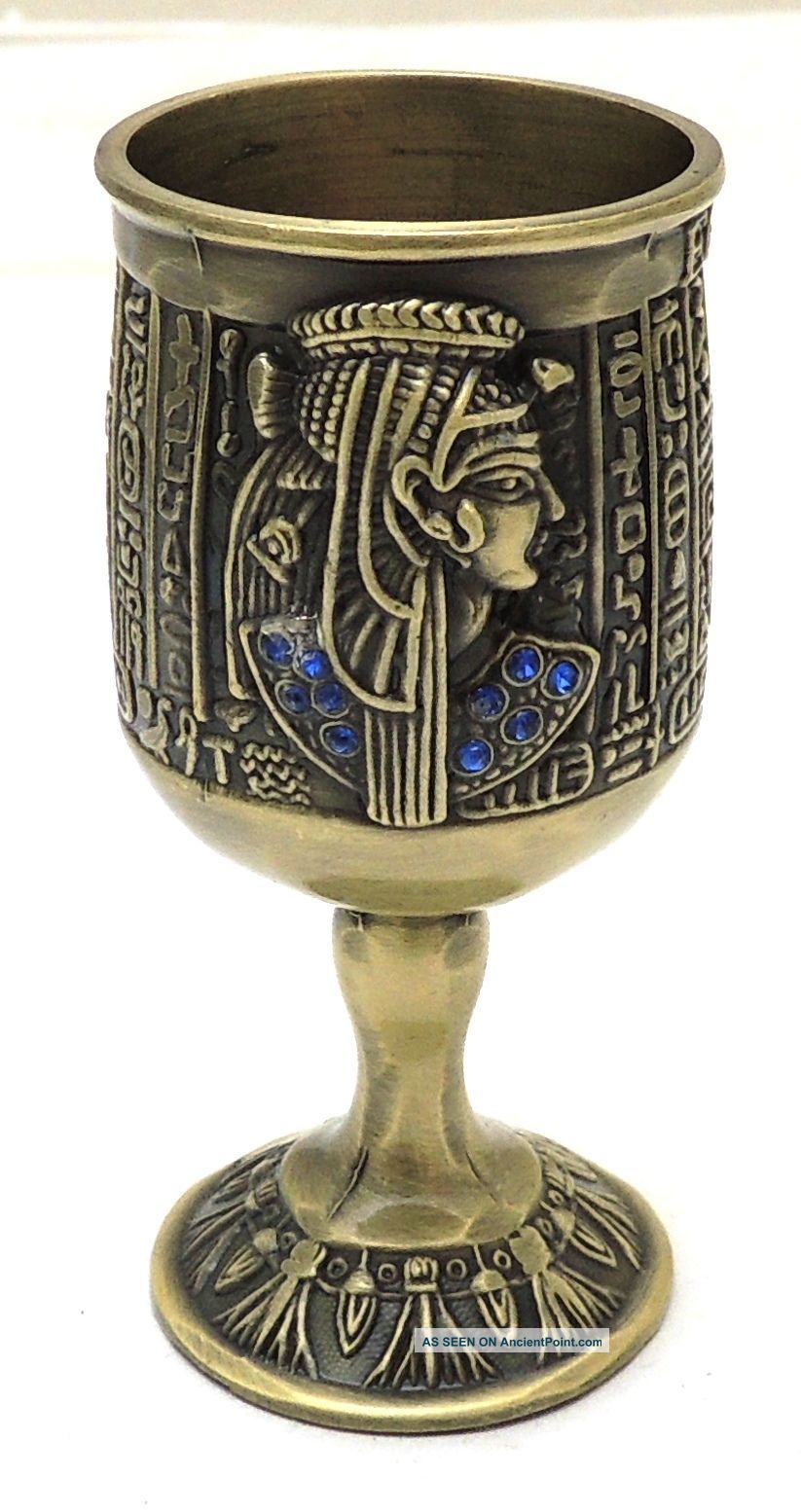 Egyptian Египет Ägypten Pharaoh Brass Cups Collectable, Cleopatra With Hieroglyph