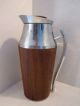 Vintage Danish Modern Wood & Stainless Carafe Thermos Pitcher.  11 