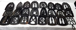 Large Group Of 24 Iron Footed Trivets Glenbrookdale Strauss Colebrookdale Etc photo