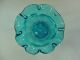 Victorian Era Blue Blown Glass White Floral Enamel Decorated Vase - Ruffled Rim Vases photo 1