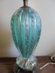 Vintage Mid Century Modern Murano Italian Art Glass Lamp Turquoise Eames Era Vtg Lamps photo 2