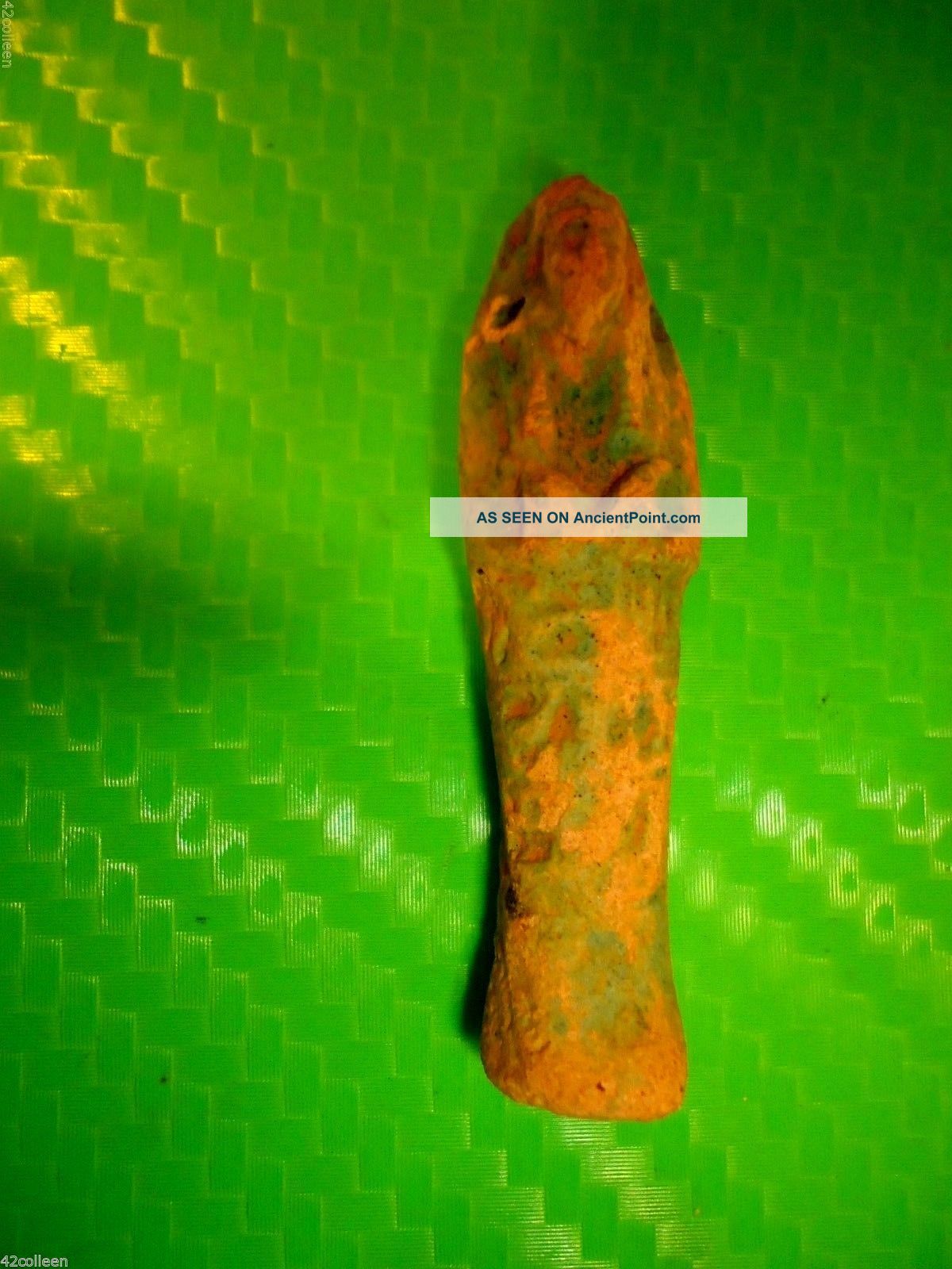 Old Egyptian Clay Faience Ushabti Hieroglyphs Ptolemaic Period Amulet 400 Bc Egyptian photo