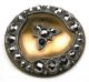 Lg Sz Antique Brass Dome Button Fancy Cut Steel Accents - 1 & 1/4 